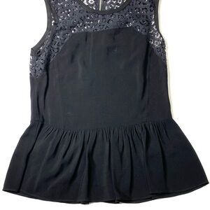 Rebecca Taylor Black Sleeveless Peplum Blouse